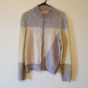 St. John zip up knit sweater, medium, color block